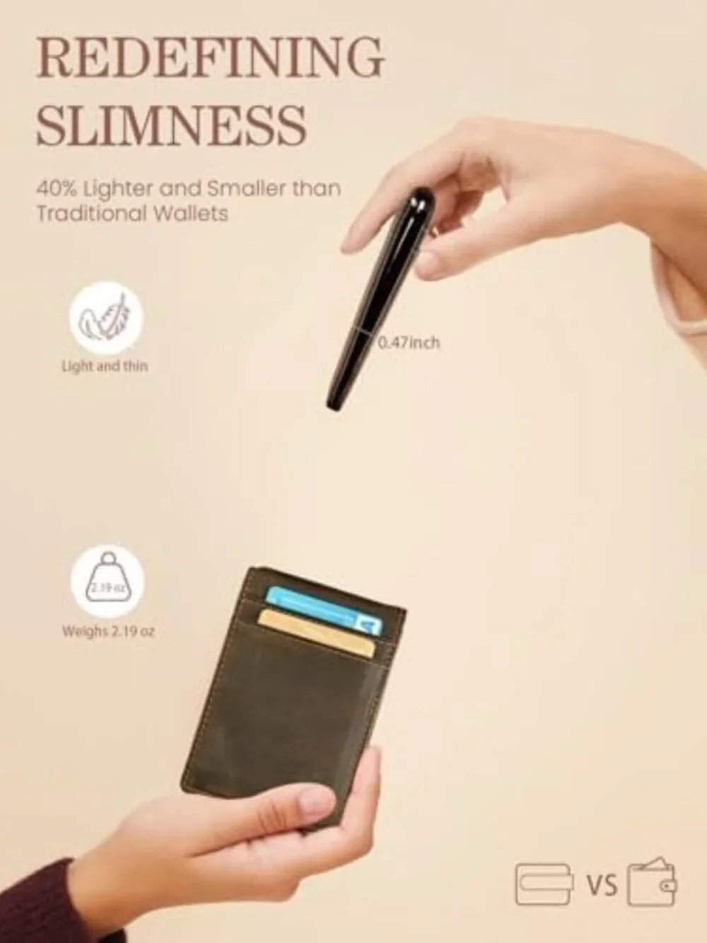 Minimalist RFID Blocking Slim Wallet with Money Clip | Genuine Leather Bifold